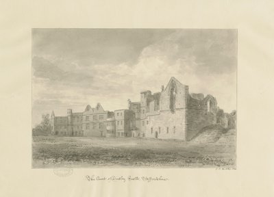 Dudley Castle - Court Yard: sepia drawing, 1820dani af John Chessell Buckler