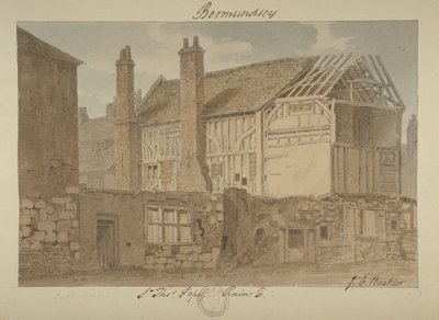 Østudsigt over ruinerne af Bermondsey House, 1838 af John Chessell Buckler