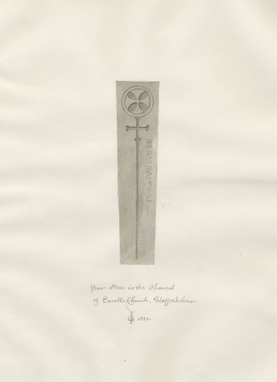 Enville Kirke - Gravsten: sepia tegning af John Chessell Buckler