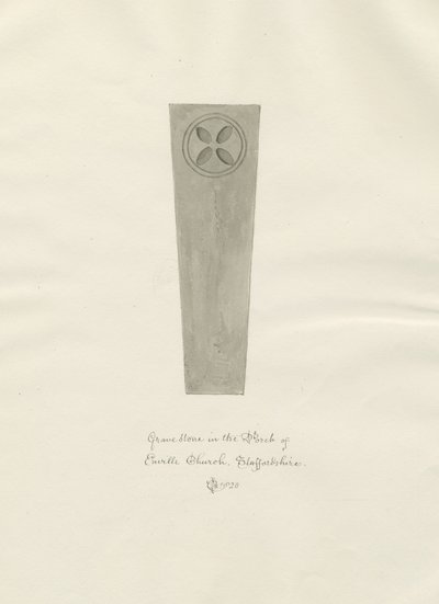 Enville Kirke - Gravsten: sepia tegning af John Chessell Buckler
