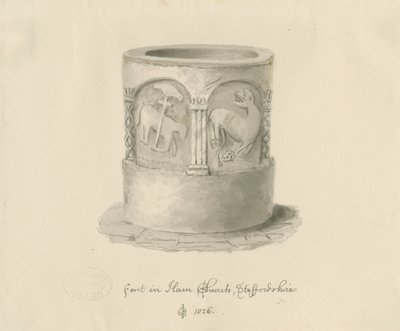 Font in Ham Church, 1826dani af John Chessell Buckler