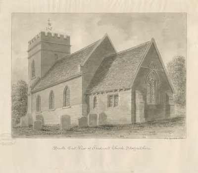 Fradswell Church: sepia tegning af John Chessell Buckler
