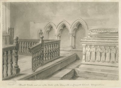 Interior of Draycott in the Moors Church: sepia drawing, 1841dani af John Chessell Buckler