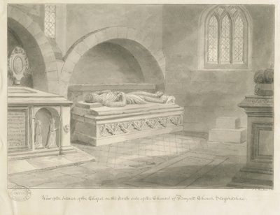 Interior of Draycott in the Moors Church: sepia drawing, 1841dani af John Chessell Buckler