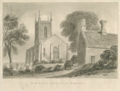Ipstones Kirke: sepia tegning af John Chessell Buckler