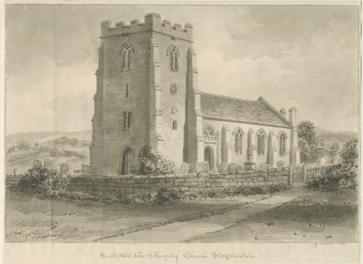 Kingsley Church: sepia tegning, 1841 af John Chessell Buckler