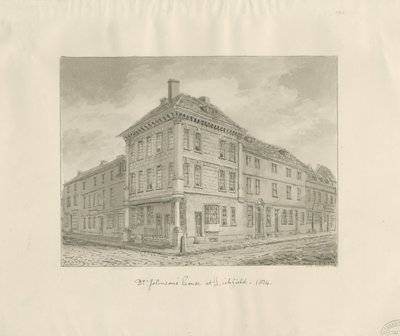 Lichfield - Dr. Johnsons fødested: sepia tegning af John Chessell Buckler