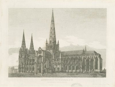 Lichfield Cathedral - South East View: gravering og [c 1820] (print) af John Chessell Buckler
