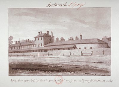 Nordlig udsigt over Philanthropic Society Institution på London Road, Southwark, London, 1827 af John Chessell Buckler