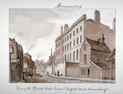 Parish Work House, Tanner Street, Bermondsey, London, 1828. af John Chessell Buckler