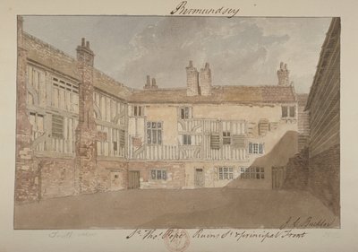 Sydlig udsigt over ruinerne af Bermondsey House, 1827 af John Chessell Buckler