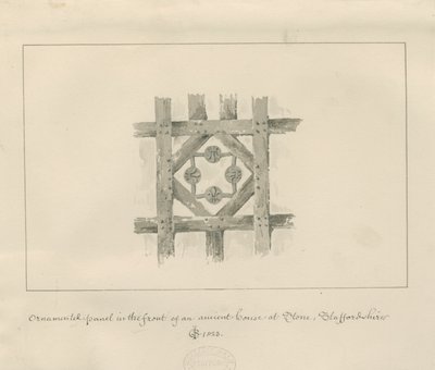 Sten - Ornamental Panel på et gammelt hus: sepia vask tegning af John Chessell Buckler