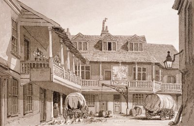 The Tabard Inn på Borough High Street, Southwark, London, 1827. af John Chessell Buckler