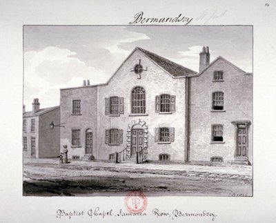 Udsigt over baptistkapellet på Jamaica Row, Bermondsey, London, 1826 af John Chessell Buckler