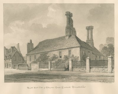 Worcestershire - Droitwich - Staynors Court: sepia-tegning, 1833 af John Chessell Buckler