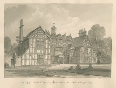 Worcestershire - Hanbury - Meer Hall: sepia tegning af John Chessell Buckler