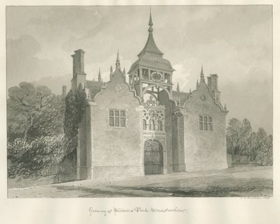 Worcestershire - Westwood Park - Entrance Gate: sepia drawing, 1833dani af John Chessell Buckler