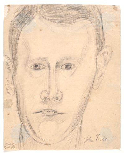 Selvportræt en face af John Christensen