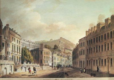 Axford og Paragon Buildings fra "Bath, Illustrated by a Series of Views", graveret af I. Hill, 1806 (akvatint) af John Claude Nattes