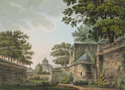 Interiør af Bastillens Fosses, 1809 (farveakvatint) af John Claude Nattes