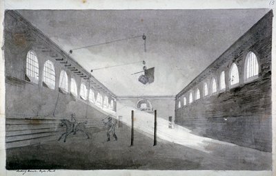 Indvendigt billede af ridehuset, Hyde Park, London, c1811 af John Claude Nattes