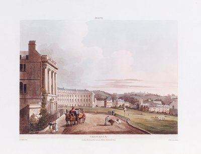 Halvmånen, fra "Bath Illustrated by a Series of Views", 1806 af John Claude Nattes