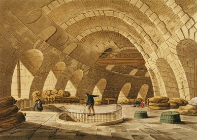 The Wheat Store, Rue de Viarmes, graveret af I. Hill af John Claude Nattes
