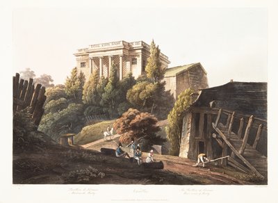 Versailles, Luciennes pavillon, Waterworks of Marly, illustration fra Versailles, Paris og Saint Denis, pub. 1806 (akvatint) af John Claude Nattes