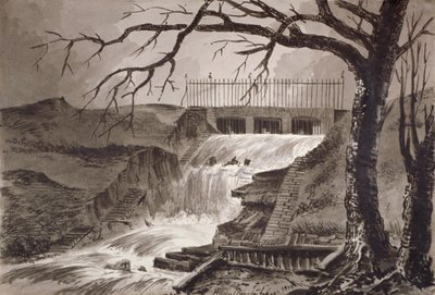 Udsigt over udløbet af Serpentine, Hyde Park, London, 1818. af John Claude Nattes