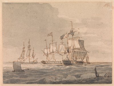 Krigsmænd ud for kysten af John Cleveley the Younger