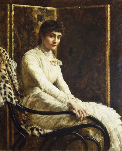 Portræt af kunstnerens kone Marian Huxley i hendes brudekjole, 1880 af John Collier