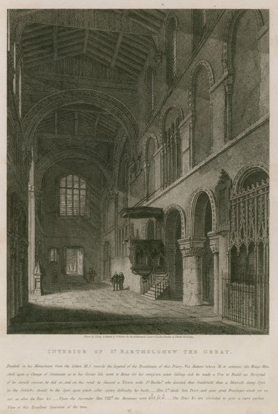 Interiør af kirken St Bartholomæus den Store af John Coney