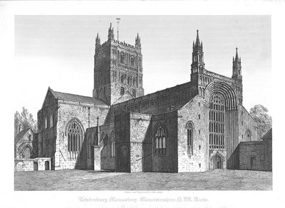Tewkesbury Monastery, Gloucestershire, N. W. View, begyndelsen af det 19. århundrede. af John Coney
