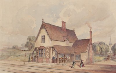 Victorian Rural Train Station og Railroad Crossing, 1844-77. af John Connell Ogle