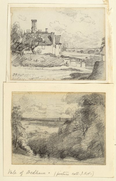 A Manor House, 1815, og Dedham fra nær Gun Hill, Langham, ca. 1815 af John Constable