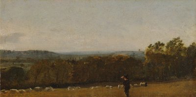 En hyrde i et landskab med udsigt over Dedham Vale mod Langham af John Constable