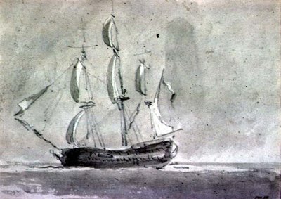 Et skib under sejl af John Constable