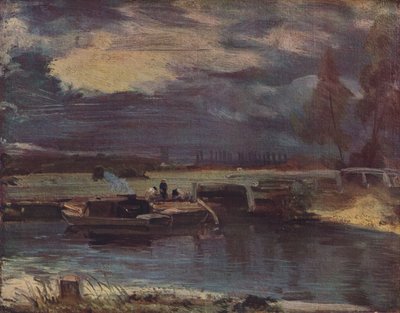 Pramme på Stour, med Dedham Church i det fjerne, c1811 af John Constable