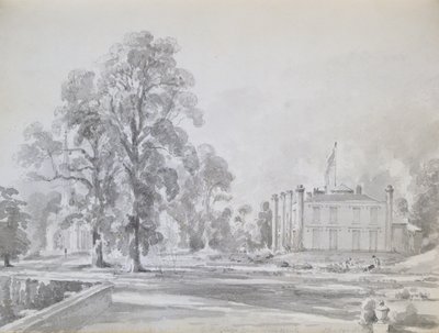 Coleorton Hall, Leicestershire, hjemsted for Sir George Beaumont (pen og vask) af John Constable