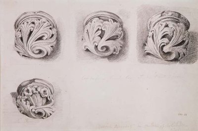 Corbels i Solihull Church, Warwickshire (tegning) af John Constable