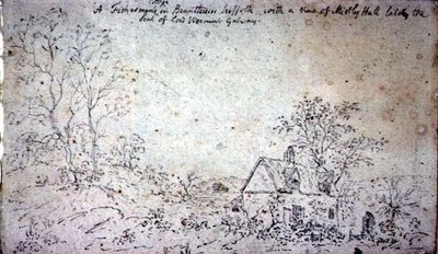 Sommerhus ved Brantham med udsigt til Mistley Hall (tegning) af John Constable