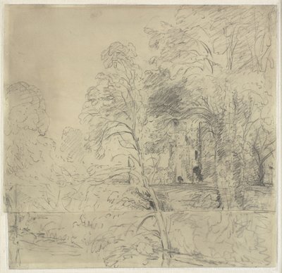 Cowdray Castle, set mellem træer af John Constable