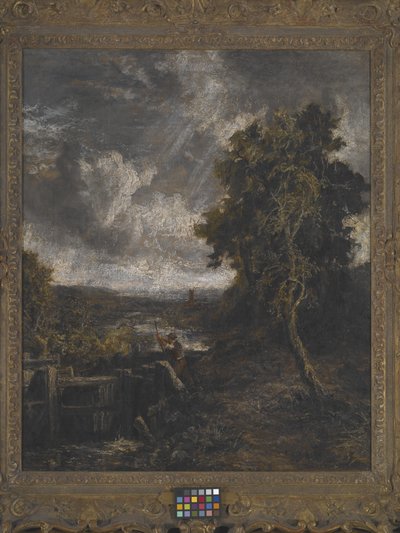 East Bergholt - Lock On Stour (olie på lærred) af John Constable