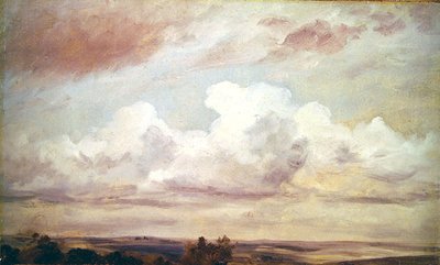 Omfattende landskab (olie på lærred) af John Constable