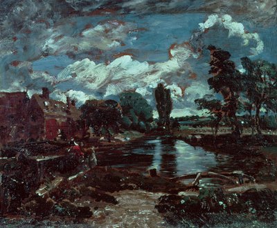 Flatford Mølle fra en lås på Stouren, ca. 1811 af John Constable