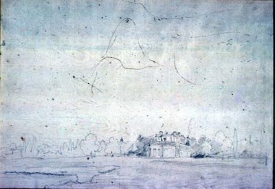 Hus med en række træer (blyant) af John Constable