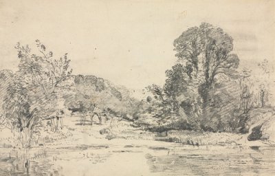 Landskab med træer omkring en dam af John Constable