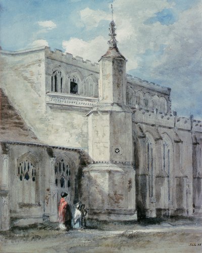 Del af Østre Bergholt Kirkes ydre: Nordsiden, ca. 1801-05 (blyant og akvarel) af John Constable