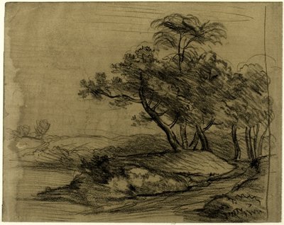 Flodbred med træer (recto); Kvægflok under træer, med indlagt skitse af landskab (verso) af John Constable