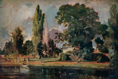 Salisbury Cathedral og Leadenhall fra floden Avon, 1820 af John Constable